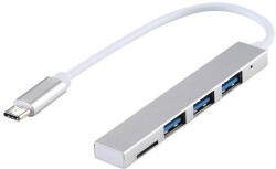 WPOWER T88 Type-C - 3xUSB3.0 USB HUB + kártyaolvasó, ezüst (SUNS0259-S)