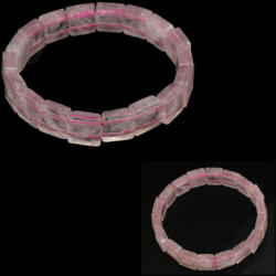  Bratara Cuart Roz Natural - Diametru 54 mm - Patrata Fatetata 11x11 mm