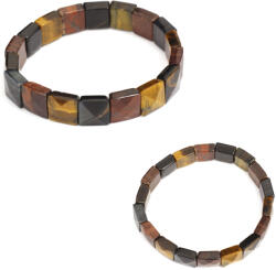  Bratara din Ochi de Tigru Mixt Natural - Diametru 56 mm - Patrata Fatetata 11x11 mm - 1 Buc
