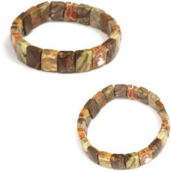  Bratara din Jasp Leopardit Natural - Diametru 58 mm - Dreptunghi Fatetat 10x12 mm - 1 Buc