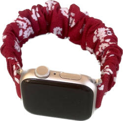 Utángyártott Apple Watch (38/40/41/42mm(Series 10) Frilly Szövet szíj, piros virágmintás (OS-0415)