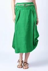 Shopika Fusta lunga verde crud cu poale prinse, din in, cu o curea fancy Talie unica