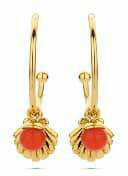  Victoria Arany színű piros gyöngyös kagyló mintás fülbevaló (VBNAY07422) - gyerekagynemu