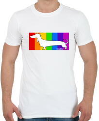 printfashion Tacskó szivárvány háttérben - Férfi póló - Fehér (13417169)