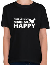 printfashion Chipmunks make me happy - Gyerek póló - Fekete (13428939)