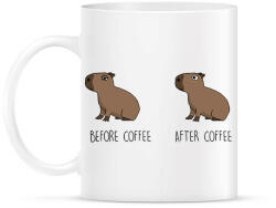printfashion Capybara - Before coffee after coffee - Bögre - Fehér (13407838)