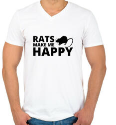 printfashion Rats make me happy - Férfi V-nyakú póló - Fehér (13441691)
