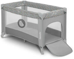 Lionelo - Patut pliant cu un nivel Stefi, Cu intrare laterala cu fermoar, 2 roti, 120x60 cm, Conform cu standardul european de s