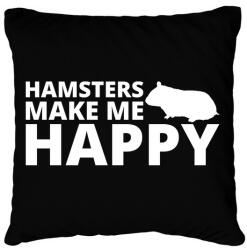 printfashion Hamsters make me happy - Párnahuzat, Díszpárnahuzat - Fekete (13441414)
