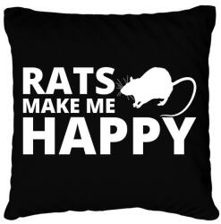 printfashion Rats make me happy - Párnahuzat, Díszpárnahuzat - Fekete (13442793)