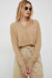 Calvin Klein gyapjúkeverék pulóver női, bézs - bézs XL