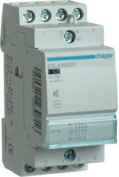 Hager Csendes mágneskapcsoló, 4NY, 25A, 12V DC, moduláris (ESL426SDC) (ESL426SDC)