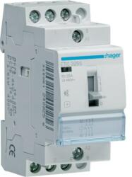 Hager Csendes mágneskapcsoló, 3Z, 25A, 230V AC, I-0-II, moduláris, kézzel is kapcs. (ETC325S) (ETC325S)