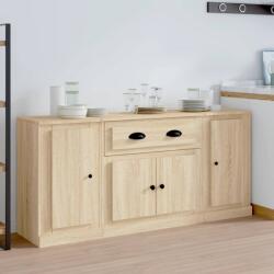 vidaXL Servante, 3 piese, stejar sonoma, lemn prelucrat (3185274) Comoda