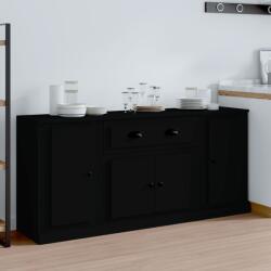 vidaXL Servante, 3 piese, negru, lemn prelucrat (3185272) Comoda