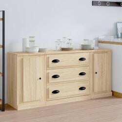 vidaXL Servante, 3 piese, stejar sonoma, lemn prelucrat (3185250) Comoda