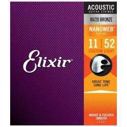 Elixir E11027 80/20 Bronze NanoWeb 11-52(11027) Custom Light akusztikus húrkészlet (E11027)