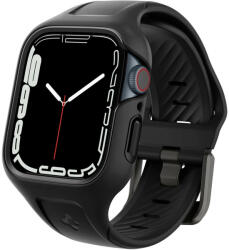 Apple Watch 7-8 (41mm), Szilikon védőkeret és szíj, Spigen Liquid Air Pro, fekete