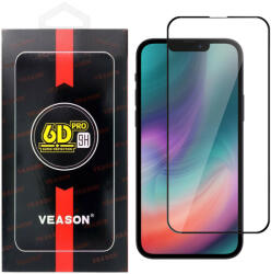Apple 13 / 16e üvegfólia, tempered glass, előlapi, edzett, hajlított, fekete kerettel, Veason 6D Pro