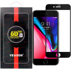 Apple 7 Plus / 8 Plus üvegfólia, tempered glass, előlapi, edzett, hajlított, fekete kerettel, Veason 6D Pro