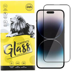 Apple 14 Pro Max üvegfólia, tempered glass, előlapi, 9D, edzett, hajlított, fekete kerettel