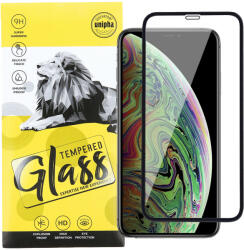 Apple 11 Pro Max / XS Max üvegfólia, tempered glass, előlapi, 9D, edzett, hajlított, fekete kerettel