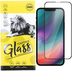 Apple 13 Pro Max / 14 Plus üvegfólia, tempered glass, előlapi, 9D, edzett, hajlított, fekete kerettel