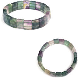  Bratara din Fluorit Curcubeu Natural - Diametru 54 mm - Dreptunghi Fatetat 9x12 mm - 1 Buc