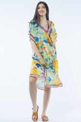 SHOPIKA Rochie lunga de plaja tip poncho cu imprimeu acuarela multicolora Talie unica