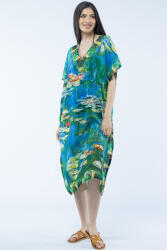 SHOPIKA Rochie lunga de plaja tip poncho cu imprimeu dupa Nuferii de Claude Monet Talie unica