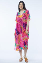 SHOPIKA Rochie lunga de plaja tip poncho cu imprimeu dungat predominant fucsia Multicolor Talie unica