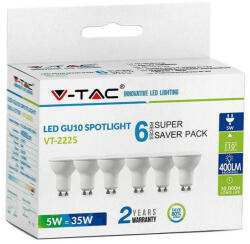 V-TAC LED spotlámpa csomag (6 db) GU10 MR16 4.5W 110° 3000K spot - 212741