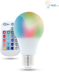 FL LED lámpa infra távirányítóval E27 A60 9W 200° RGB + 6000K gömb - RTV003564