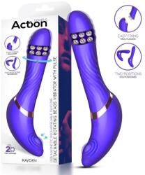 Action Rayden Detachable Rotating Beads Vibrator with Pulsation Purple Vibrator