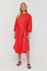 Max Mara rochie din bumbac culoarea rosu, midi, evazati PPYX-SUD1BC_33X