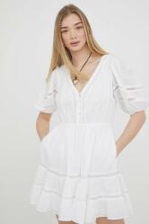 Abercrombie & Fitch rochie din bumbac culoarea alb, mini, evazati PPYX-SUD2OD_00X