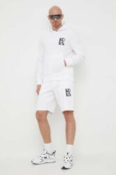 Michael Kors bluza barbati, culoarea alb, cu glugă, cu imprimeu PPYX-BLM14M_00X