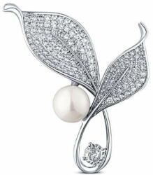  JwL Luxury Pearls Fényes gyöngy bross kristályokkal 2 az 1-ben Levelek JL0818
