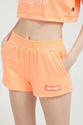 Labellamafia pantaloni scurti femei, culoarea portocaliu, cu imprimeu, high waist PPYX-SZD0RP_22X
