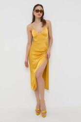 Bardot rochie culoarea galben, midi, drept PPYX-SUD1KY_18X