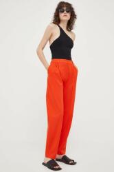 Samsoe Samsoe pantaloni femei, culoarea portocaliu, drept, high waist PPYX-SPD0TK_22X