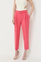 Boss pantaloni femei, culoarea roz, drept, high waist PPYX-SPD0MZ_30X