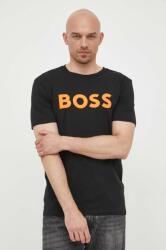 Boss Orange BOSS tricou din bumbac CASUAL bărbați, culoarea negru, cu imprimeu 50481923 9BYY-TSM0B3_99B