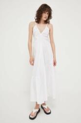 Herskind rochie din bumbac culoarea alb, maxi, evazati PPYX-SUD1IR_00X
