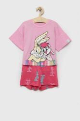 United Colors of Benetton pijamale de bumbac pentru copii x Looney Tunes culoarea roz, cu imprimeu PPYX-BIG04K_30X