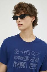 G-Star Raw tricou din bumbac culoarea albastru marin, cu imprimeu PPYX-TSM1DH_59X