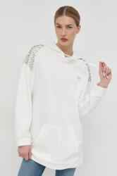 PINKO hanorac de bumbac femei, culoarea alb, cu glugă, cu imprimeu PPYX-BLD0L9_00X