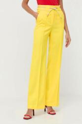 Boss pantaloni femei, culoarea galben, lat, high waist PPYX-SPD025_11X