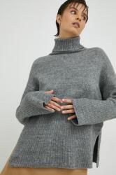 Herskind pulover din amestec de lana femei, culoarea gri, cu guler PPYX-SWD06Y_90X