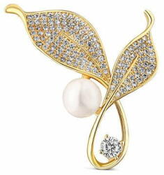  JwL Luxury Pearls Fényes gyöngy bross kristályokkal 2 az 1-ben Levelek JL0817 - mall